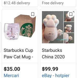 Starbucks cat paw cup